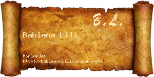 Bablena Lili névjegykártya